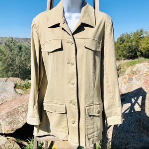 Beige Women's Utility Jacket Blazer - Casual Button-Front